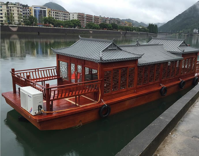 廠家直銷大型仿古電動觀光游船 餐飲船 公園景區(qū)畫舫木船